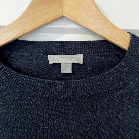 Men’s 100% Wool Crewneck Speckled Blue COS Sweater Small - Picture 2 of 5
